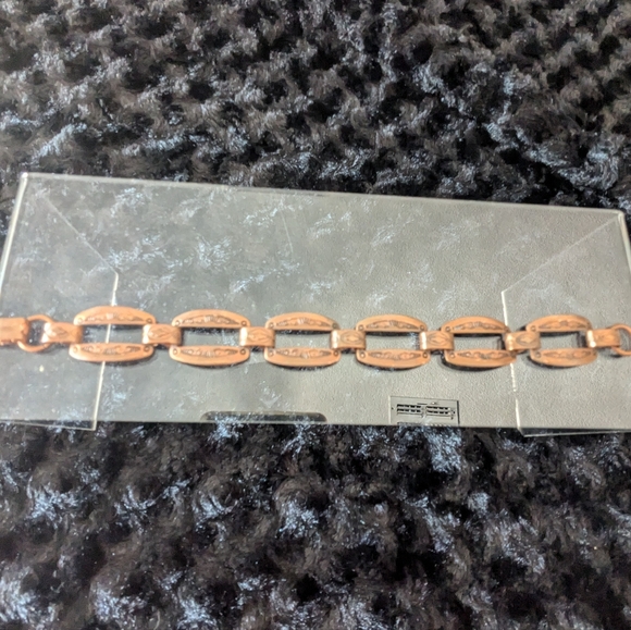 VINTAGE Solid Copper STAMPED Link Southwestern Style Bracelet - Picture 6 of 6